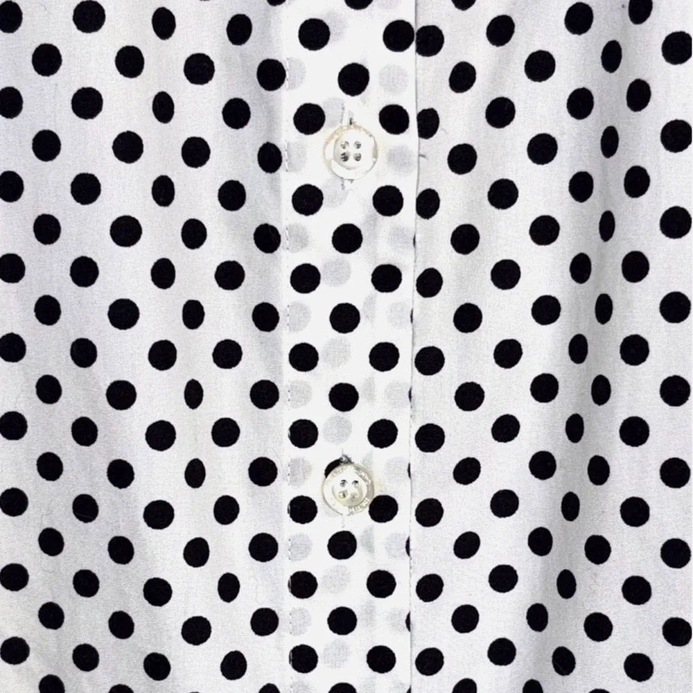 Lands’ End Sleeveless Polka Dot Button Front Blouse Black White Top Size 18P - Picture 3 of 9